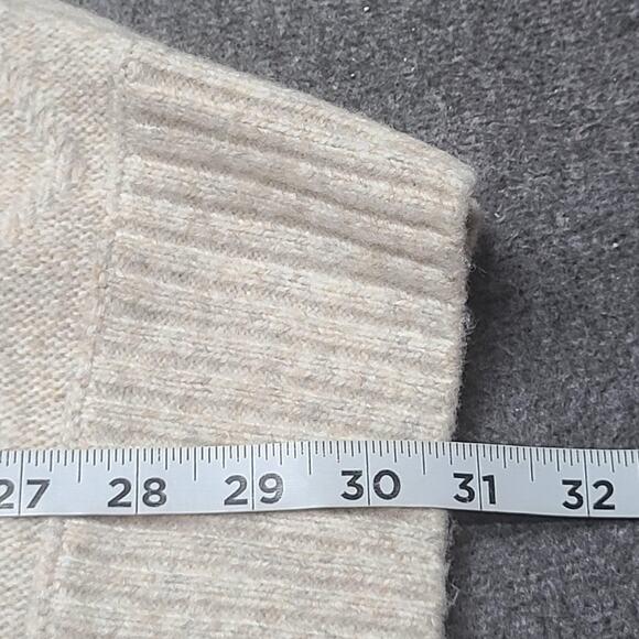LOFT Sweater Womens XS/S Beige Turtleneck Poncho Cable Knit Boxy Short Sleeve - Picture 5 of 9